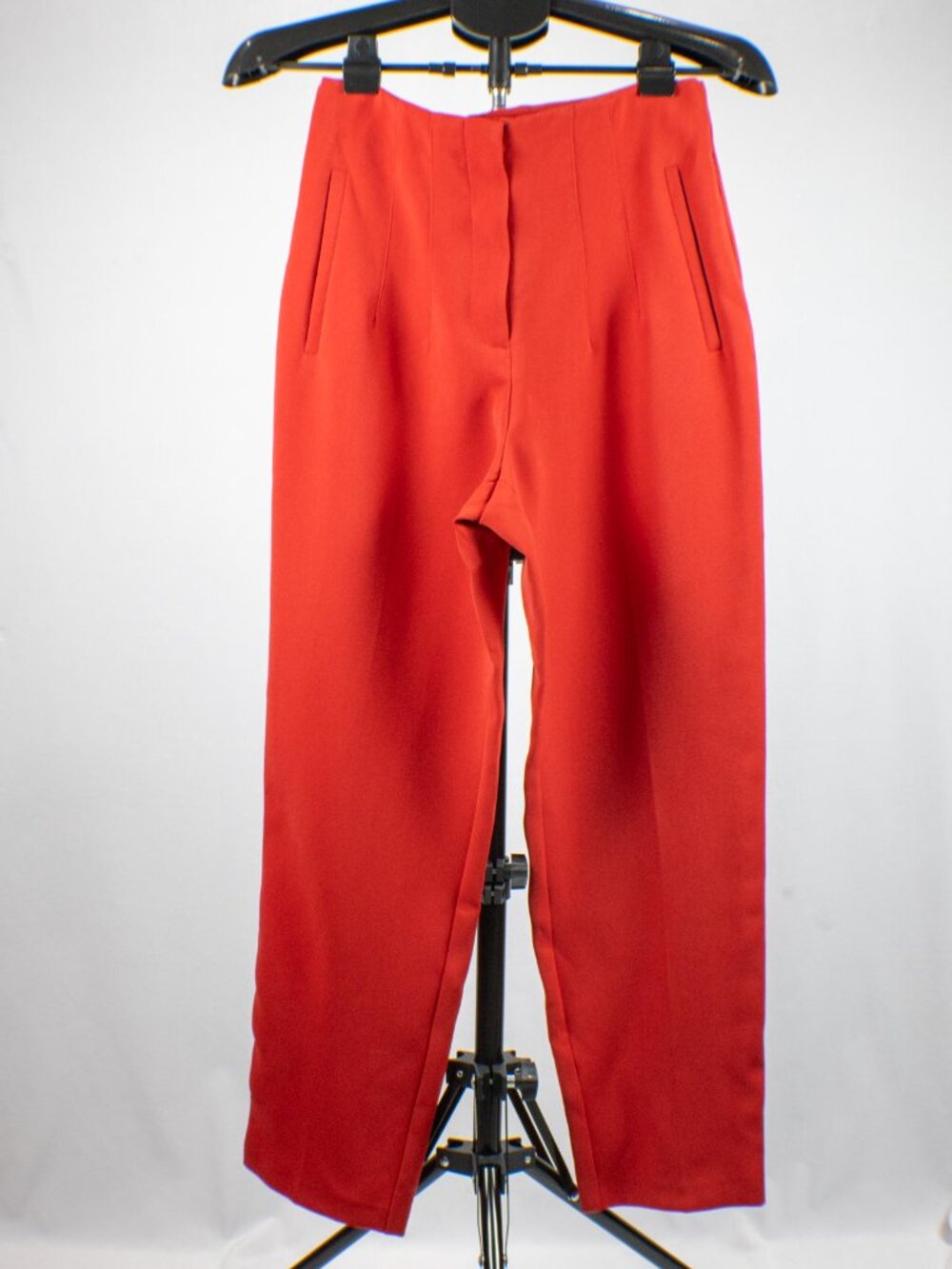 Primark Womens Size 4 Red High Waisted Straight Leg Trousers Tailored Dress Pant